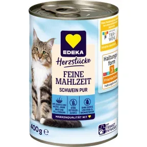 EDEKA Herzstücke Katzenfutter Schwein pur 400G