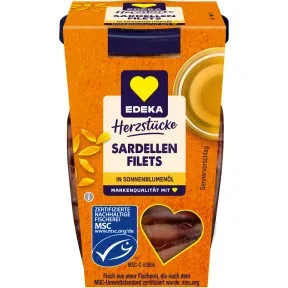 EDEKA Herzstücke MSC Sardellenfilets in Sonneblumenöl 80G