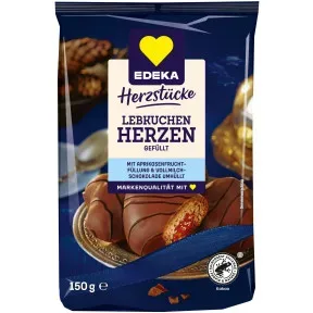 EDEKA Herzstücke Lebkuchen Herzen gefüllt Vollmilch 150G