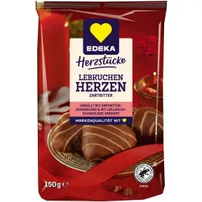EDEKA Herzstücke Lebkuchen Herzen Zartbitter 150G