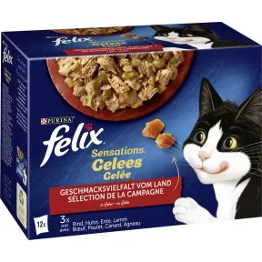 Felix Sensations Gelees Geschmacksvielfalt vom Land Katzenfutter nass 12x 85G