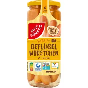Gut 6 Günstig Geflügelfleischwürstchen im Saitling 530G
