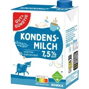 Gut & Günstig Kondensmilch wärmebehandelt 7,5% 340G