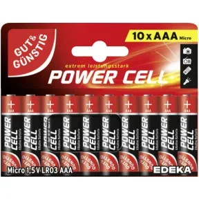 Gut & Günstig Power Cell Alkaline Micro AAA 1,5V LR03 10ST