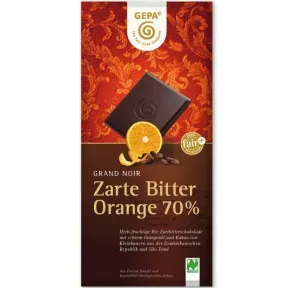 GEPA Fairtrade Grand Noir Orange Bio Schokolade 70% Cacao 100G