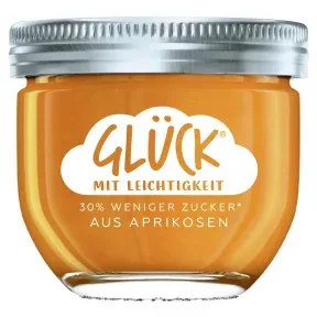 Glück Fruchtaufstrich Aprikose 30% weniger Zucker 230G