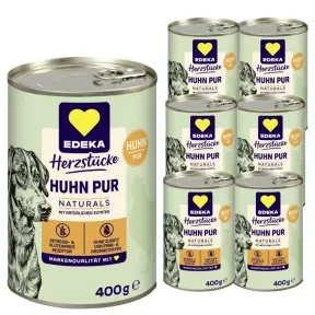 EDEKA Herzstücke Naturals Monoprotein Huhn Hundefutter 6x400g