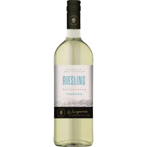 Rheinberg-Kellerei Riesling trocken 1L - Etikett verschmutzt/beschädigt