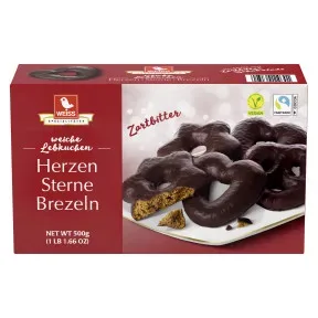 Weiss Lebkuchen Herzen Sterne Brezeln Zartbitter 500G