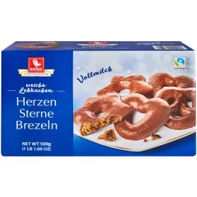 Weiss Lebkuchen Herzen Sterne Brezeln Vollmilch 500G