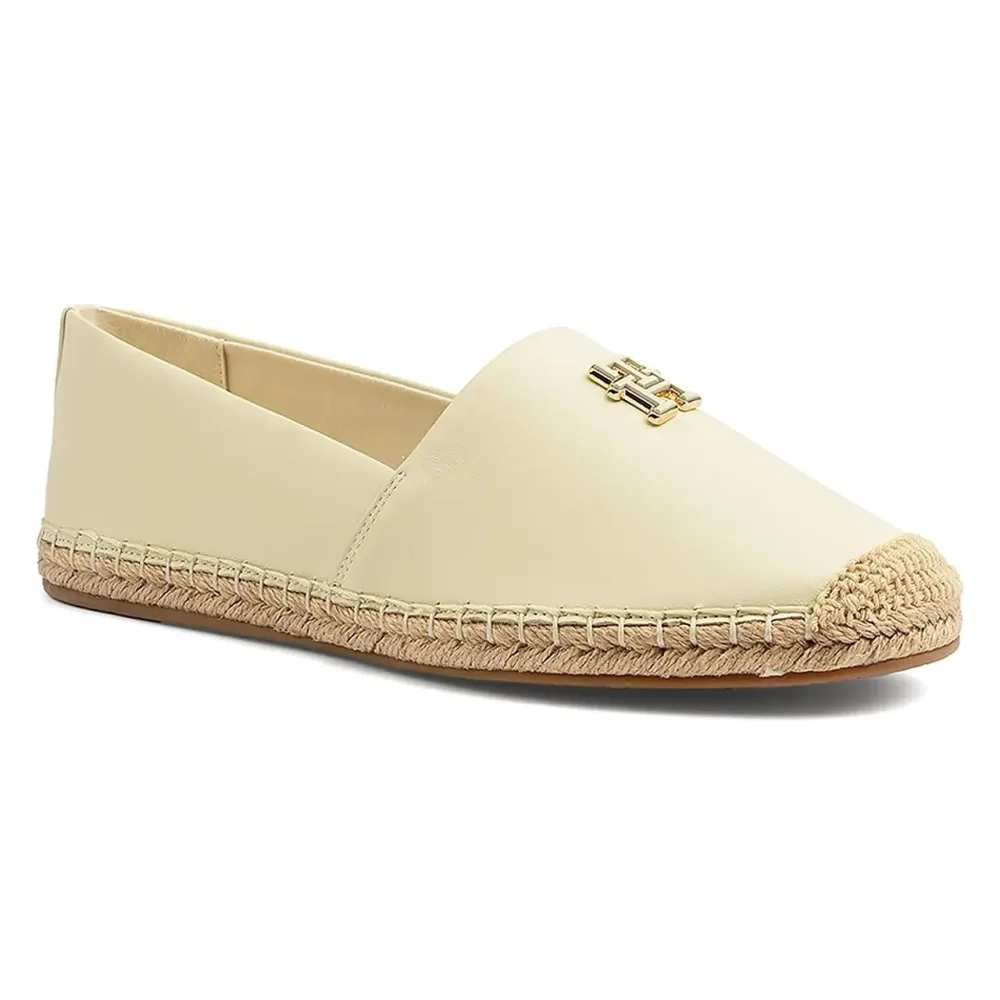 Tommy Hilfiger - Th Logo Leather Espadrille, für Damen, Écru, Größe 38