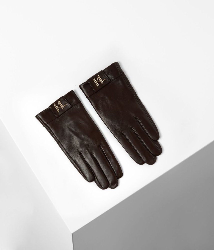 Karl Lagerfeld - Saddle Glove-l, für Damen, Braun, Größe L