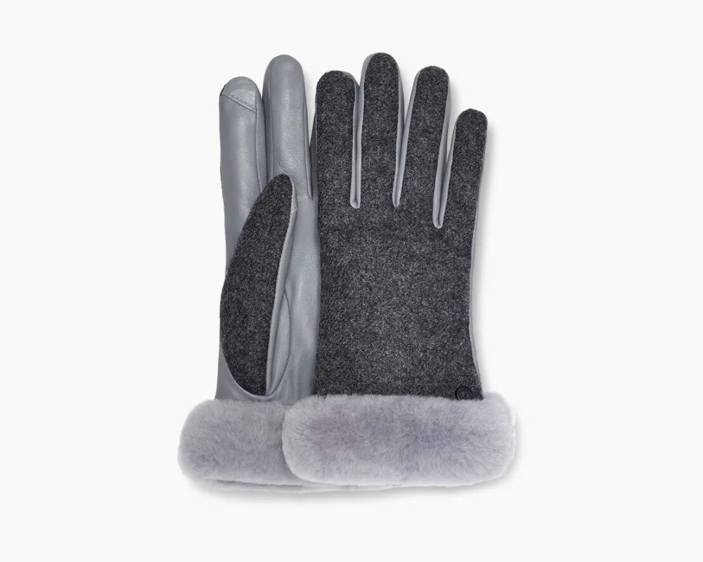 Ugg W FABRIC LEATHER SHORTY GLOVE-S S