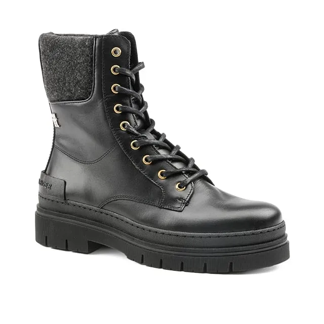 Tommy Hilfiger - Feminine Felt Lace Up-36, für Damen, Schwarz, Größe 36