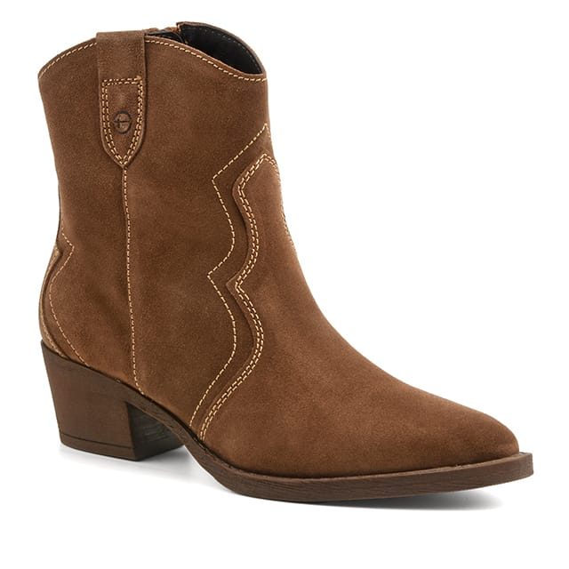 Tamaris Cowboy Stiefelette Blockabsatz, Festival, Western-Boots mit modischen Nähten