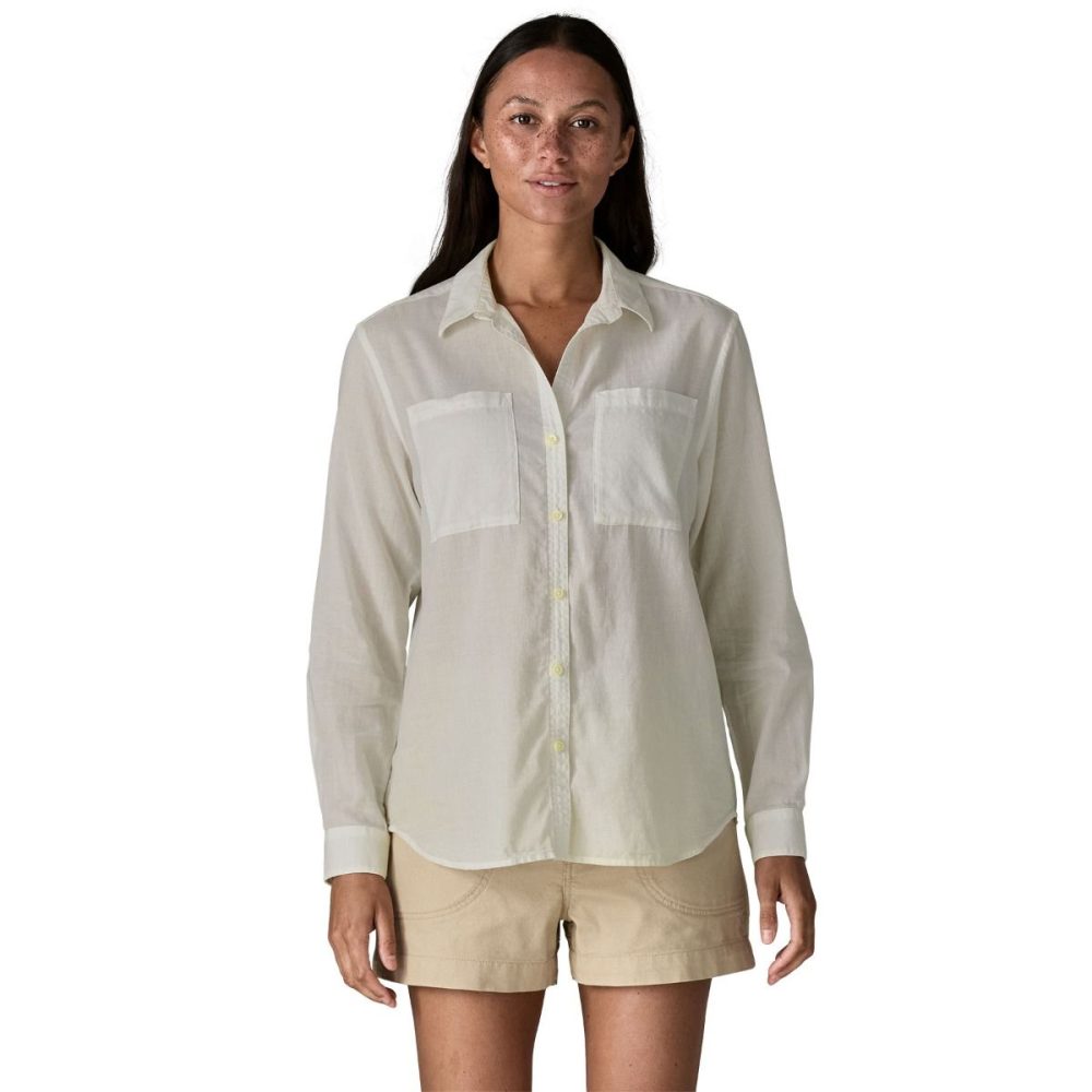 Patagonia Damen Lightweight Buttondown Bluse (Größe S, Weiß)