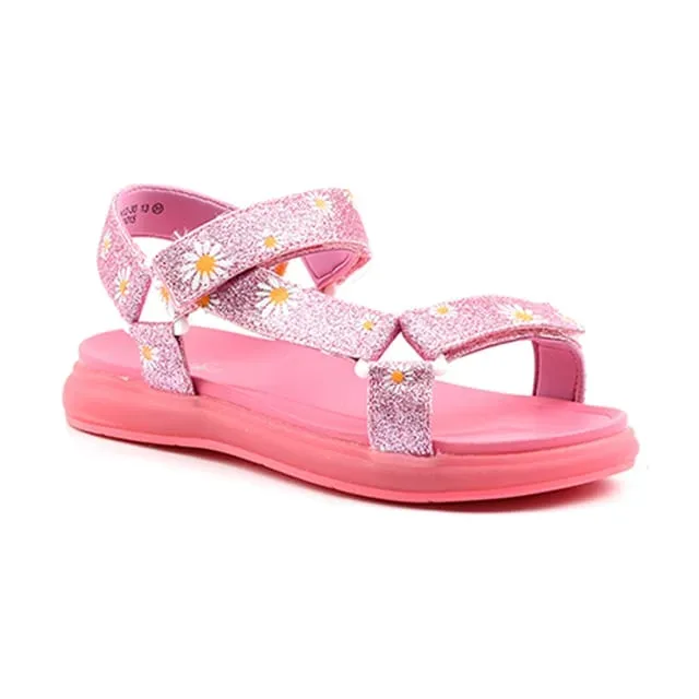 Mod'8 - Lamis-32, Lamis-30 Glitzer Gänseblümchen Print Sandalen, 32, Rosa
