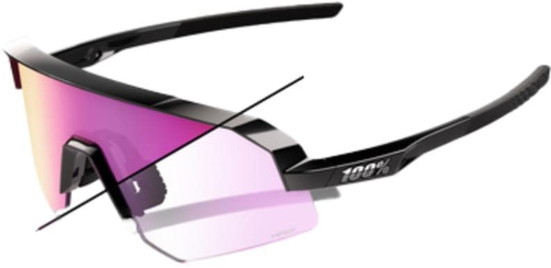 100% SLENDALE SL - Gloss Black - Photochromic Purple Mirror