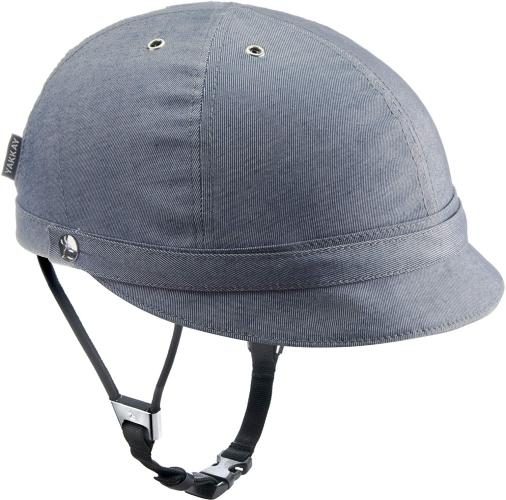 YAKKAY Velohelm Schwarz Two + Cover Milano Blue Denim