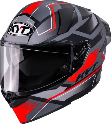 KYT Integralhelm R2R Parsec - matt grau-rot