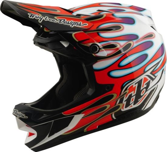 Troy Lee Designs D4 Composite Helmet W/Mips - Overspray white-red