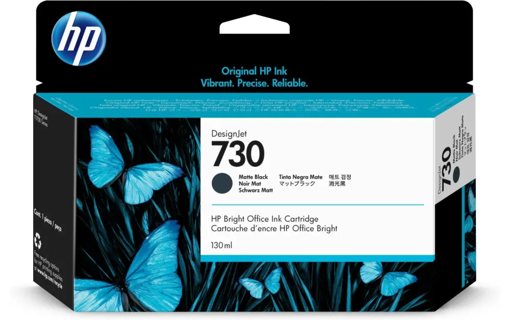HP Tintenpatrone 730 matte black P2V65A DesignJet T1700 130ml