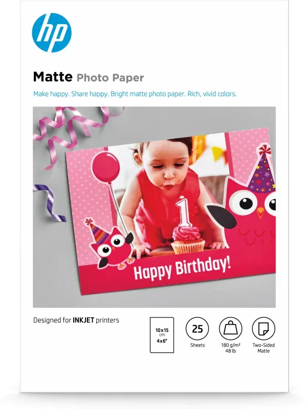 HP HP Matte Photo Paper 10x15cm 7HF70A InkJet, 180g 25 Blatt