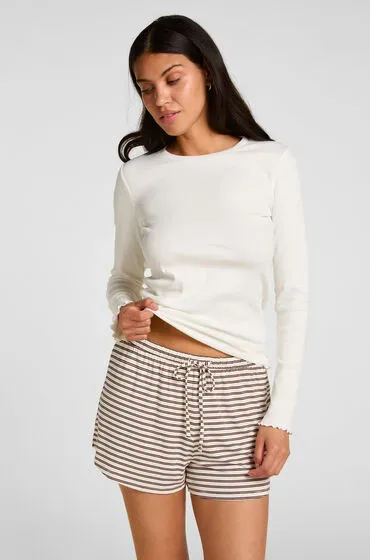 Hunkemöller Pyjama Shorts Gestreift Jersey Weiß