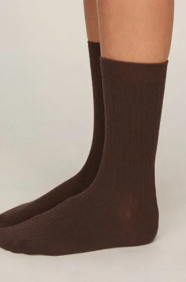 Hunkemöller Cashmere Blend Ribbed Socks Braun
