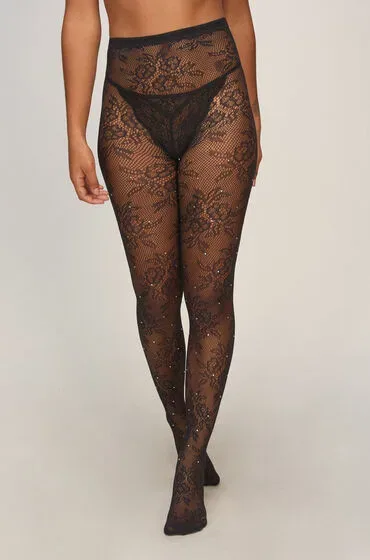 Hunkemöller Tight Allover Lace Rhinestones Schwarz