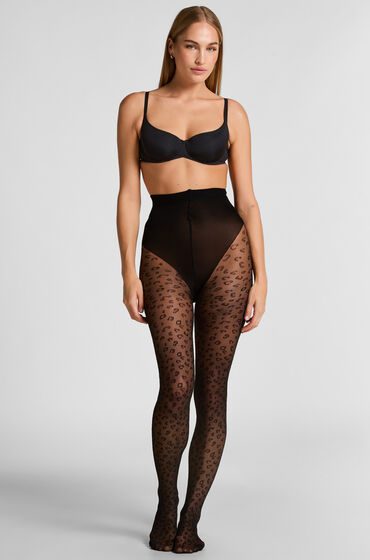 Hunkemöller Strumpfhose 15 Denier Leopard Schwarz