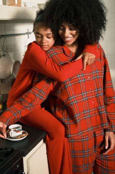 Hunkemöller Pyjamatop aus Flanell Rot