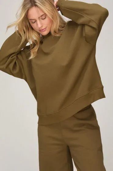 Hunkemöller Sweat mit Rundhalsausschnitt aus angerautem Sweatstoff Grün