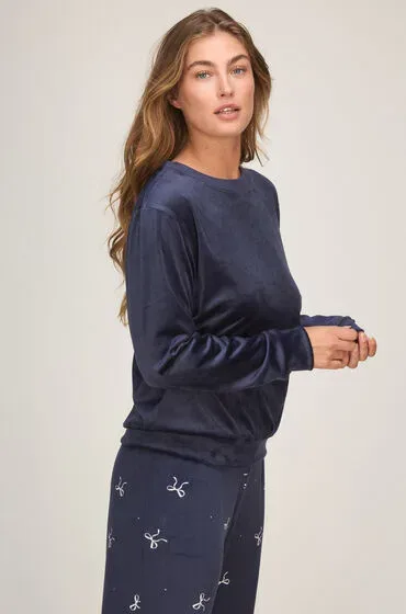 Hunkemöller Pyjama Set Velours Blau