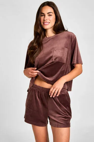Hunkemöller Top Velours Pocket Braun