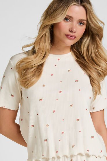 Hunkemöller Pyjama Top Pointelle Weiß