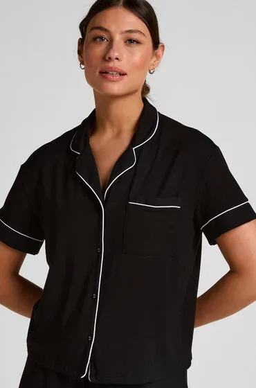 Hunkemöller - Pyjama Oberteil, für Damen, Schwarz, Größe S