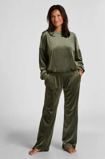 Hunkemöller Pyjamahose aus Samt Grün