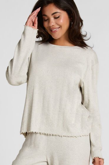 Hunkemöller Pyjama Top Loose Pointelle Grau
