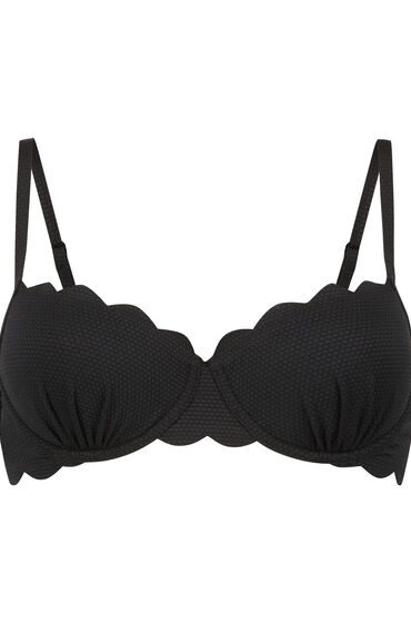 Hunkemöller Wattiertes Bügel-Bikinioberteil Scallop Schwarz
