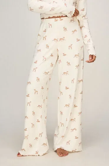 Hunkemöller Pyjama-Hose Loose Pointelle Weiß