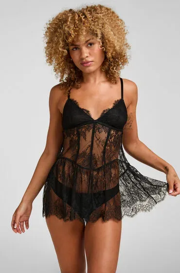 Hunkemöller Babydoll Cecilia Schwarz