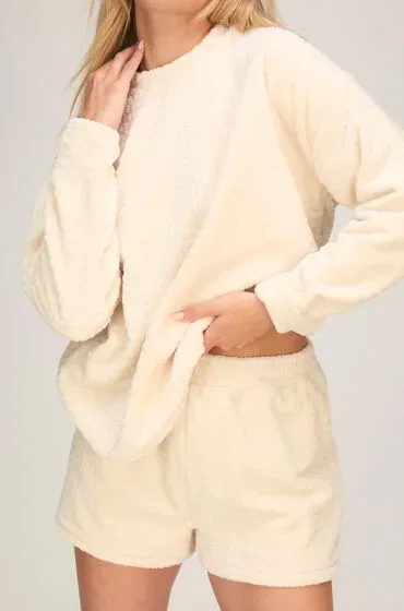 Hunkemöller Pyjama Set Cable Fleece Heart Weiß
