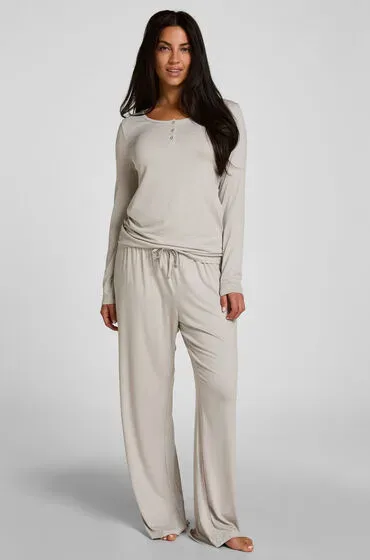 Hunkemöller Pyjamahose Gestreift Jersey Grau