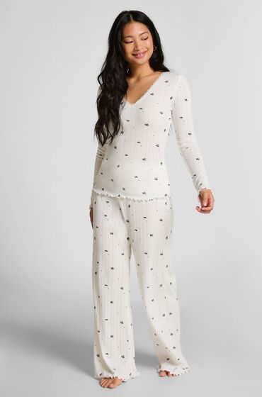 Hunkemöller Pyjamahosen Pointelle Weiß