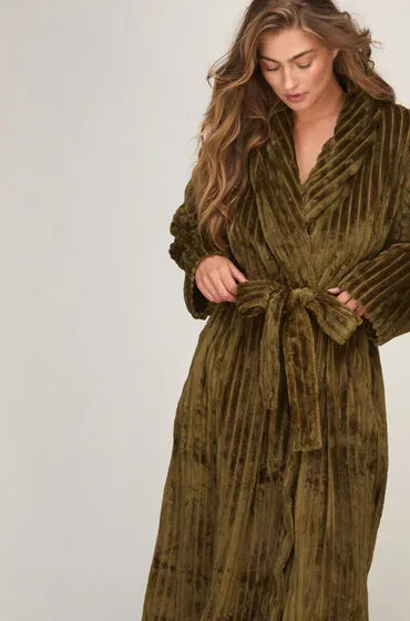 Hunkemöller Bademantel Jacqueared Fleece Grün