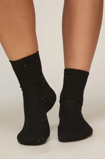 Hunkemöller Socken Sequin Crew Schwarz