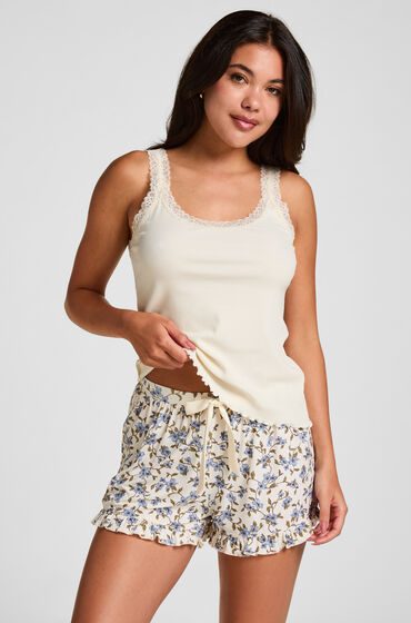 Hunkemöller Jersey-Shorts mit Rüschen Weiß