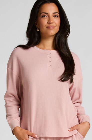 Hunkemöller Top Waffelstrick Henley Rose