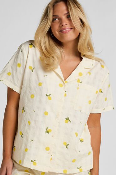 Hunkemöller Zitronen Pyjamajacke Weiß